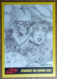2017 Mars Attack's The Revenge Yellow Card P15 STUDYING THE HUMAN FACE. - Picture 1 of 3