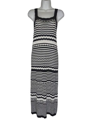 Joie Striped Black White Open-Knit Sleeveless Sweater Maxi Dress M NWT - Image 1 of 4