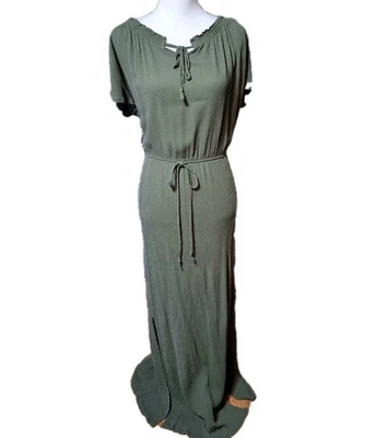 Maxi Vestido De Colección Para Mujer XL Gasa Arrugado Frontal Abertura Oficina Cachicho Fairygrunge  Foto 1 de 4