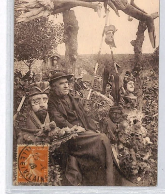 FRANCE Postcard *Rotheneuf* MASKS CARVING 1928 VIEW-SIDE Sower Franking YZ144 - Image 1 of 4