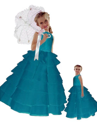 New Flower Girl Baby to Teen Wedding Holiday Pageant Layers Formal Dress - Image 1 of 4