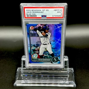 2022 Bowman 1st Edition Julio Rodriguez Blue Foil #091/150 PSA 9 ROY - Picture 1 of 3
