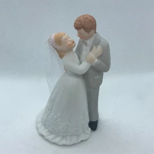 Lefton Braut Bräutigam Paar Tanzen Hochzeit Kuchen Topper Figur Hochzeit Kuss Vintage - Bild 1 von 11