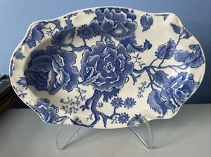 Vintage Johnson Brothers English Chippendale Blue Chintz Oval 8.25” Serving Bowl - Picture 1 of 4
