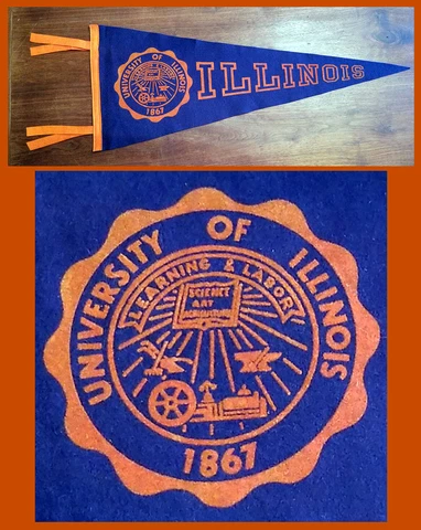 VINTAGE University of Illinois Fighting Illini Football Pennant! WOW! Cover