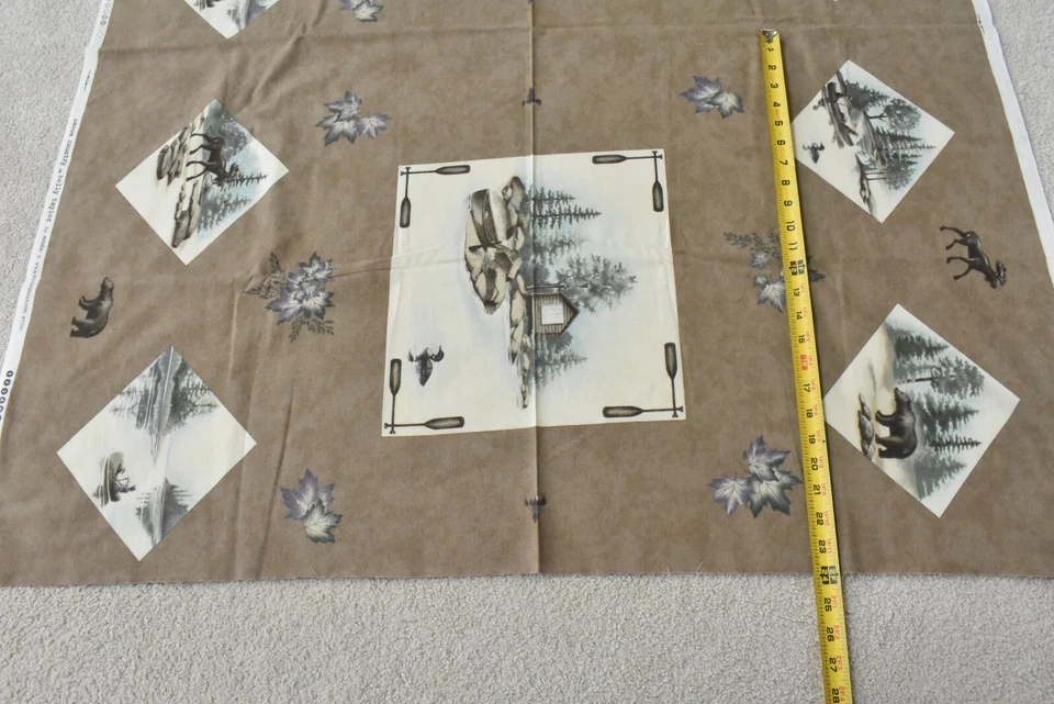 24" x 44", Canoe Country" Panel on Brown Flannel, Moda, Holly Taylor, P8962 - Image 1 of 4