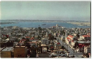 Alte Postkarte - SAN DIEGO HAFEN Esche & Buche Straßen, Schiffe, Admin Bldg - Bild 1 von 2