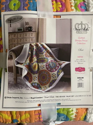 Virah Bella Quilted Sherpa Throw Blanket “Suri” 50”x60” - Image 1 of 2