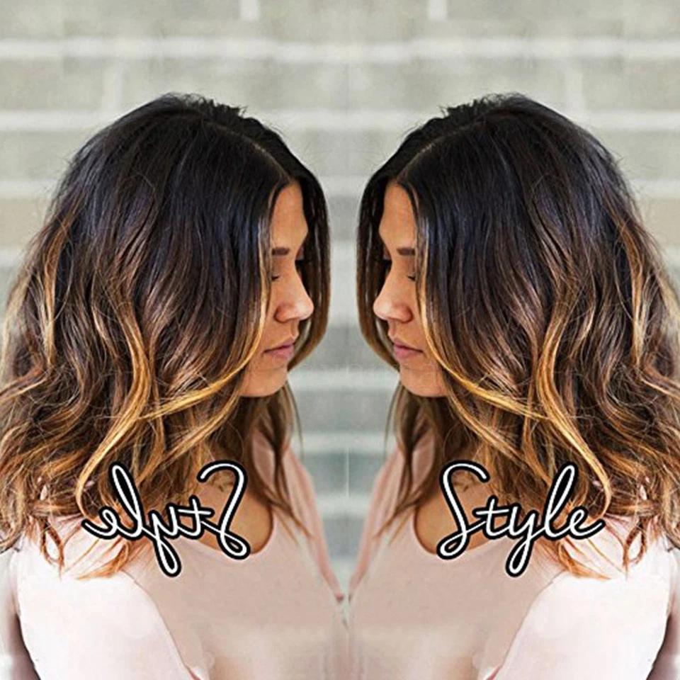 Pelucas de cabello humano delanteras de encaje corto destacadas cuerpo brasileño onda ombre encaje completo Foto 1 de 4