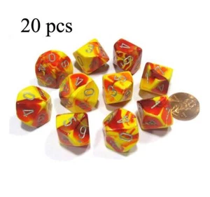 Chessex Leaf Polyhedral 20-Die Set Red w/ Silver Numbers Dice Dungeons & Dragon - Picture 1 of 5