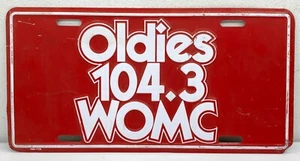 Oldies 104.3 WOMC Michigan Radio Station PROMO Novelty License Plate Metal Red - Picture 1 of 8