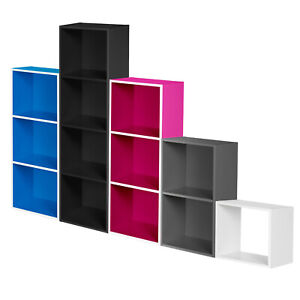 1-4 Shelf Storage Unit Tier Wooden Bookcase Cube Shelving Display Shelves Wood