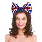 G.B Union Jack Flag Sequin Bow Headband/Alice Band For Kings Coronation