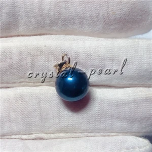 COLGANTE PERLA AZUL NEGRO MAR SUR NATURAL 11-10MM 14K totalmente perforado  - Imagen 1 de 2