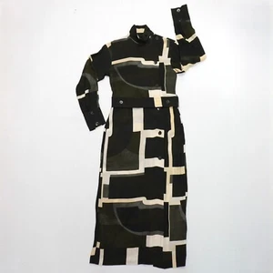 Massimo Dutti - High Neck, Geometric Print, Longsleeve Dress - Women's 2 *Flawed - Picture 1 of 24