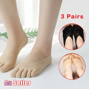3Pairs Women Cut Crew Ankle Five Finger Toe Socks Low Invisible No Show - Picture 1 of 12