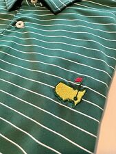 Masters Tech Green Striped Performance Polo Golf Shirt  - Mens Large