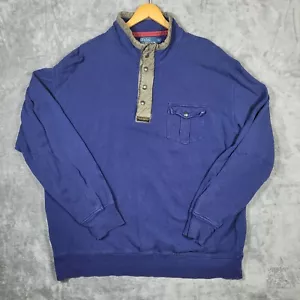 Vtg Polo Ralph Lauren Henley Snap Sweater Mens 3XL Tall Blue 1/4 Zip Pullover - Picture 1 of 10