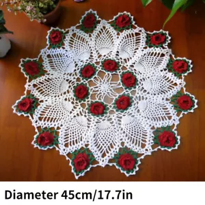 1PC Handgefertigt Gehäkelte Spitze Tischdecke Vintage Hohl Gewebe Deckchen Rund - Bild 1 von 12