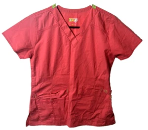 Women’s WonderWink Wonderflex Scrub Set XS Top/XST Pants, Comfy, Peach/Red-176 - Picture 1 of 8