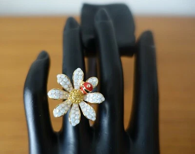 KATE SPADE DESLUMBRANTE MARGARITA CON ANILLO LADYBUG. TALLA 6, NUEVO CON ETIQUETAS Foto 1 de 4
