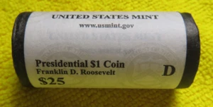 2014 D Franklin Roosevelt Unopened 25 Coin Mint Roll Presidential Gold Dollar - Picture 1 of 4