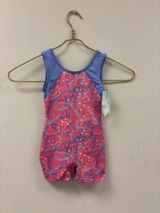Cat & Jack girls pink/periwinkle gymnastic shorts leotard - Picture 1 of 2