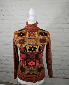 Vintage Women's 1970s Sweater Floral Striped Size XS - Picture 1 of 11