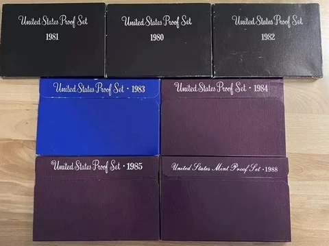 (1) 1980-1989 US Proof Set Estate Sale Lot With Boxes COA US Coins Proof Sets Cover