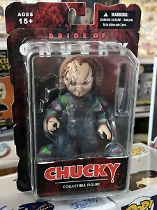 2015 Mezco Toys Childs Play Bride of CHUCKY Scars 5” Action Figure w Knife & Gun