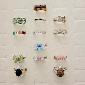 Estate Jewelry Lot of 13 Rings Cocktail Gemstone 18kGE 316L Stacking ~ SZ 5-6 - Picture 1 of 8