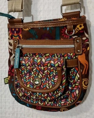 Bolso Bandolera Lily Bloom Búho Bosque Critters Marrón Púrpura Con Cartera Foto 1 de 4