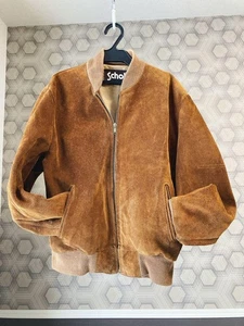Schott Suede Leather Bomber Jacket Camel Size 40 - Picture 1 of 12