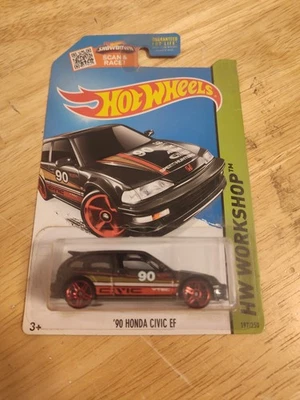 Hot Wheels 90 Honda Civic EF negro metálico nuevo #197 HW Workshop 2015 CFH87 Foto 1 de 4