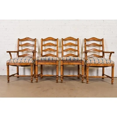Guy Chaddock English Country Rustic Maple Dining Chairs, Set of Four - Image 1 of 4
