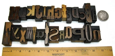 Letra vintage tipo madera fuente mixta. Alfabeto completo. Hermoso tipo antiguo! Foto 1 de 4