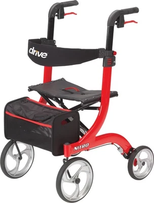 drive Nitro Euro Style Rollator Walker 300 lbs. Aluminum Red RTL10266 - Image 1 of 4