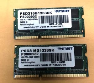 16GB (2X8) Patriot Memory Signature SO-Dim 1333 MHz DDR3 Laptop Memory PSD316G - Picture 1 of 2