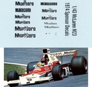 1/43 Decals per MCLAREN M23 1974 SPONSOR EMERSON FITTIPALDI TBD93 - Foto 1 di 1