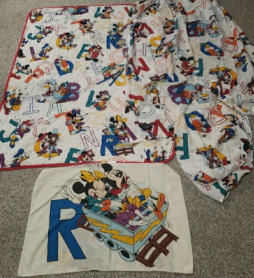 Juego de sábanas y manta de cuna vintage Dundee Disney bebé Mickey Mouse bebé niño pequeño Foto 1 de 4