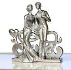 Metal Romantic Couple Statue Showpiece For Home Decor 12X12 Cm Silver