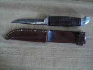 KINFOLKS 330-3 1/2 knife fixed blade vintage  3 1/2" blade w/ Leather Sheath - Picture 1 of 4