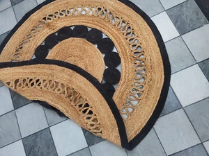 Jute Rug Round Handmade 100% Natural Hand Braided Farmhouse Area Rug Living Room - Picture 1 of 10