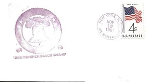 INDEPENDENCE (CVA-62) 16 November 1961 Rubberstamped Ships Cachet - Picture 1 of 1