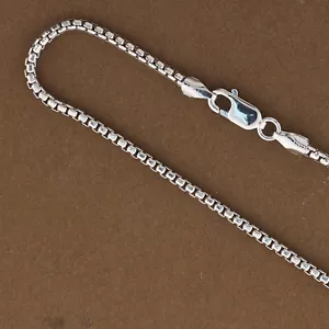 Catene scatola rotonda argento sterling 925 2 mm catene all'ingrosso 16", 18", 20", 22", 24",30 - Foto 1 di 3