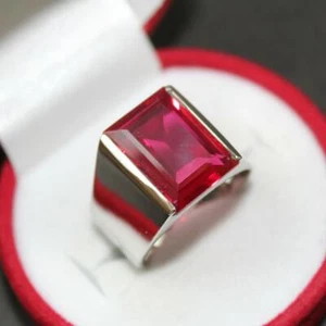 Lab Created Ruby Men Ring Roby Ring Yaqut Ring Ring Handmade Ring - Picture 1 of 9