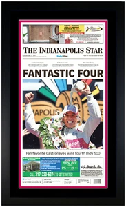 Helio Castroneves Indianapolis 500 Brick Yard 2021 Newspaper Photo Framed 5/30 A - Picture 1 of 1