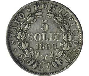 5 Soldi Pie VATICAN et États Pontificaux IX an XXI 1866 Rome - Picture 1 of 2
