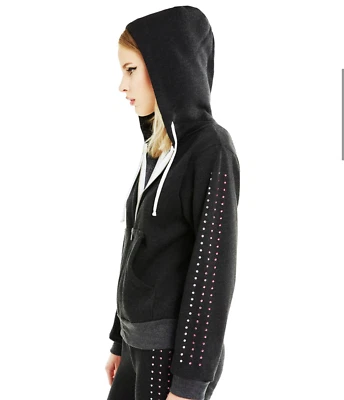 NUEVA SUDADERA CON CAPUCHA WILDFOX "REGAN" ROSA BRILLO ESTRÁS GRIS OSCURO TALLA: XS Foto 1 de 4