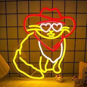 Cowboy Cat Neon Sign, LED Wall Decor, Dimmable USB Light for Party, Birthday - Picture 1 of 7